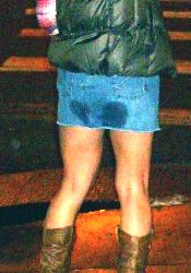 close up of girl's wet skirt