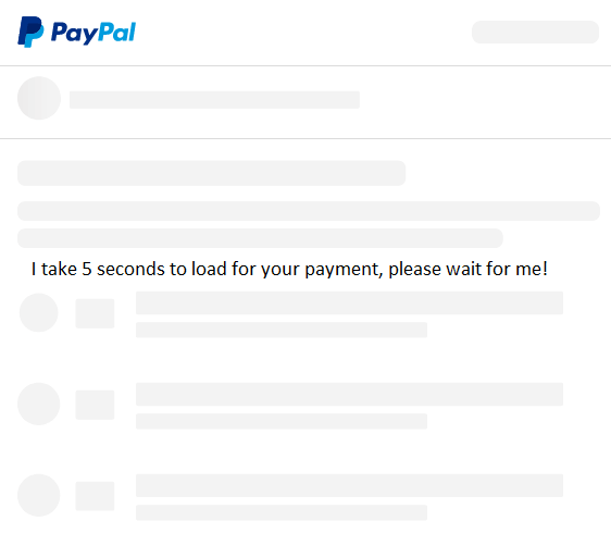 dodgy paypal checkout page to wait 5 seconds to load
